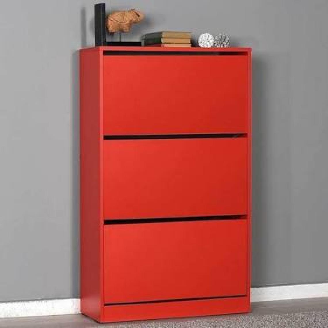 Adore Flat Duo 3 Katlı Geniş Ayakkabılık Dolabı - Kırmızı