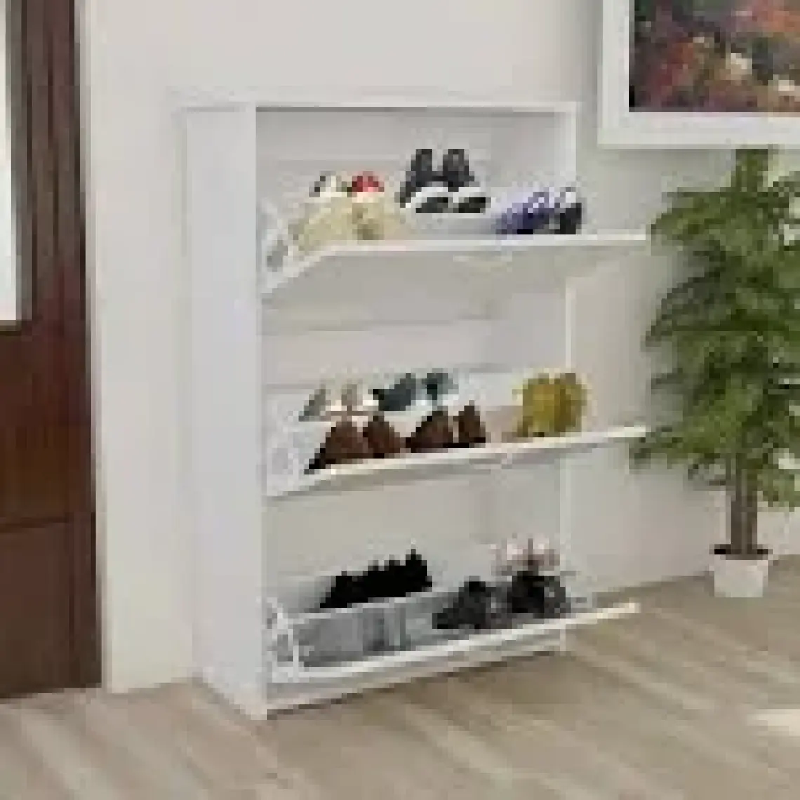 Modilayn Düşer Kapaklı Ayakkabılık Ayakkabı Dolabı