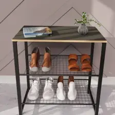 Güzelkan Madeni Eşya Dar Metal Ayakkabılık Vestiyer 3 Katlı Ayakkabılık Füme 1364