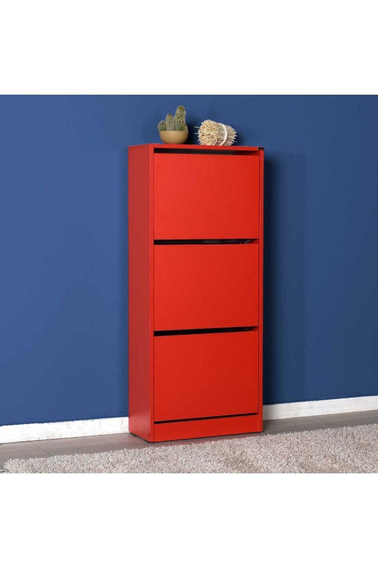 Adore Flat Duo 3 Katlı Ayakkabılık Dolabı - Kırmızı