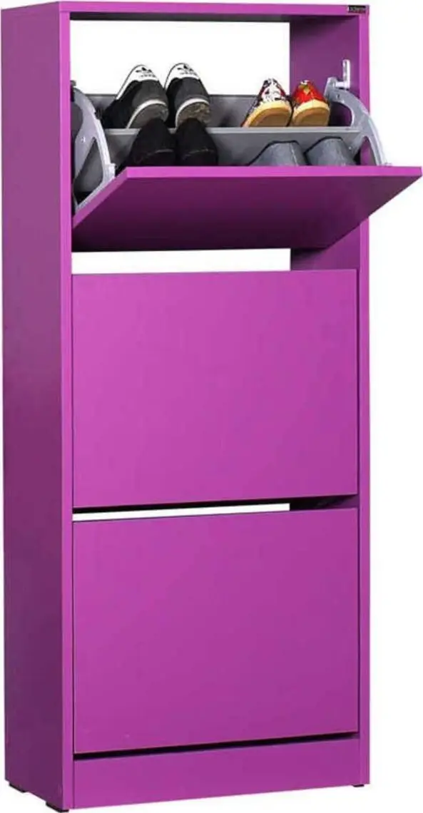 Adore Flat Duo 3 Katlı Ayakkabılık Dolabı - Mor