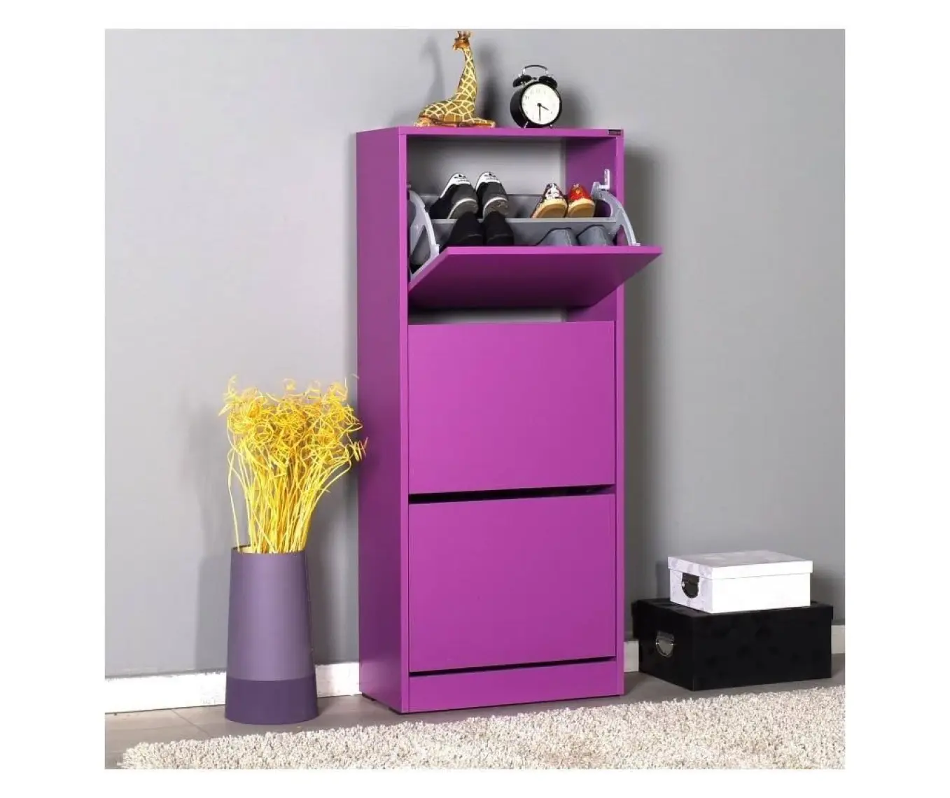 Adore Flat Duo 3 Katlı Ayakkabılık Dolabı - Mor