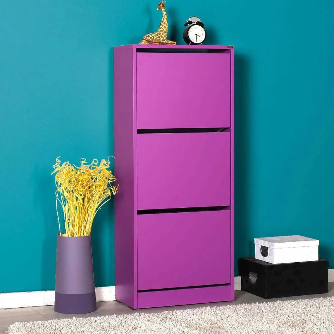 Adore Flat Duo 3 Katlı Ayakkabılık Dolabı - Mor