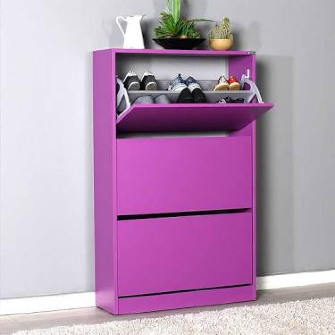 Adore Flat Duo 3 Katlı Geniş Ayakkabılık Dolabı - Mor