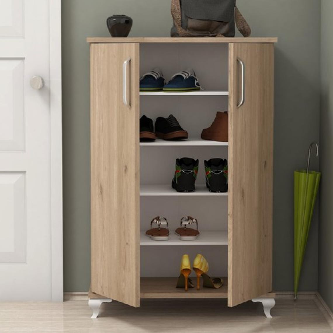 Bimossa R6020 Ceviz Ayakkabılık Çok Amaçlı Raflı Düzenleyici Dolap 100 cm