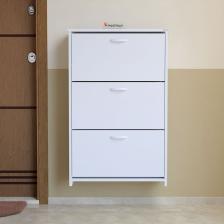 Modilayn MİHRA 72 X 112 X 25,5 cm Düşer Kapaklı 3 Katlı Ayakkabılık -Ceviz