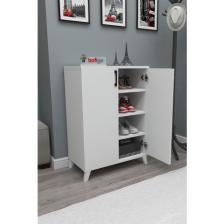 Bofigo 4 Raflı 2 Kapaklı Ayakkabılık Çok Amaçlı Dolap Ayakkabı Dolabı Ceren Beyaz