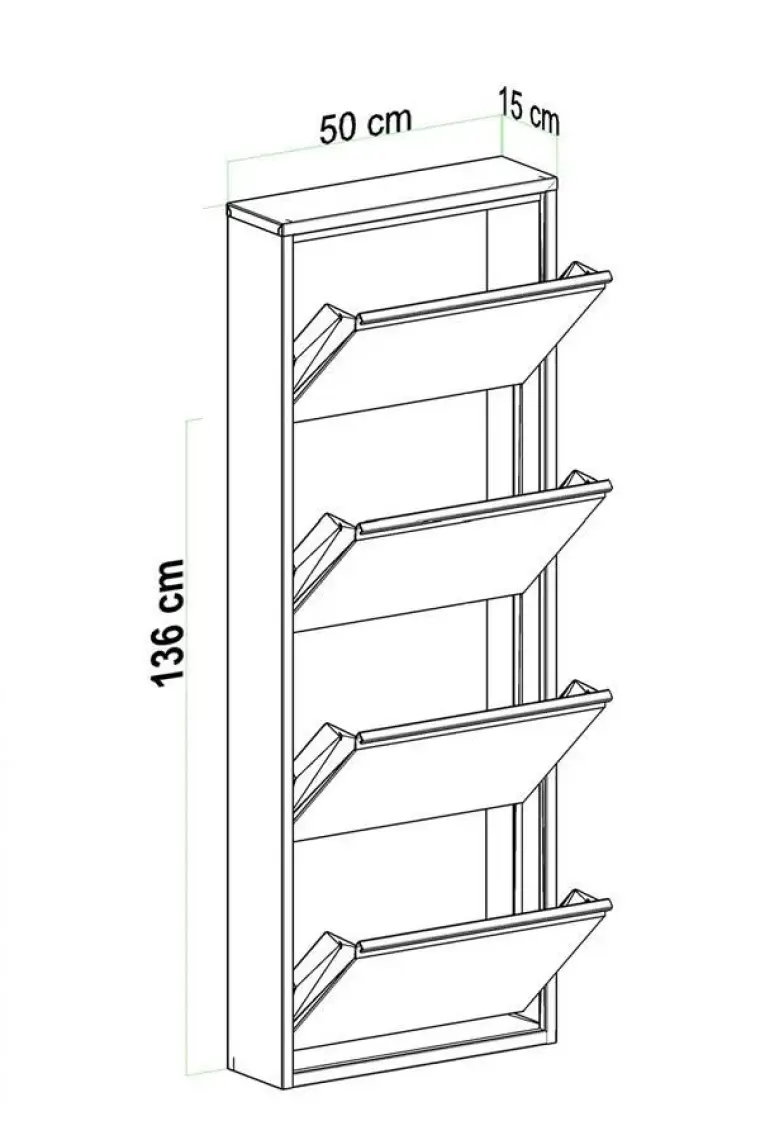 Kilitli 4 Kapaklı Metal Ayakkabılık Antrasit