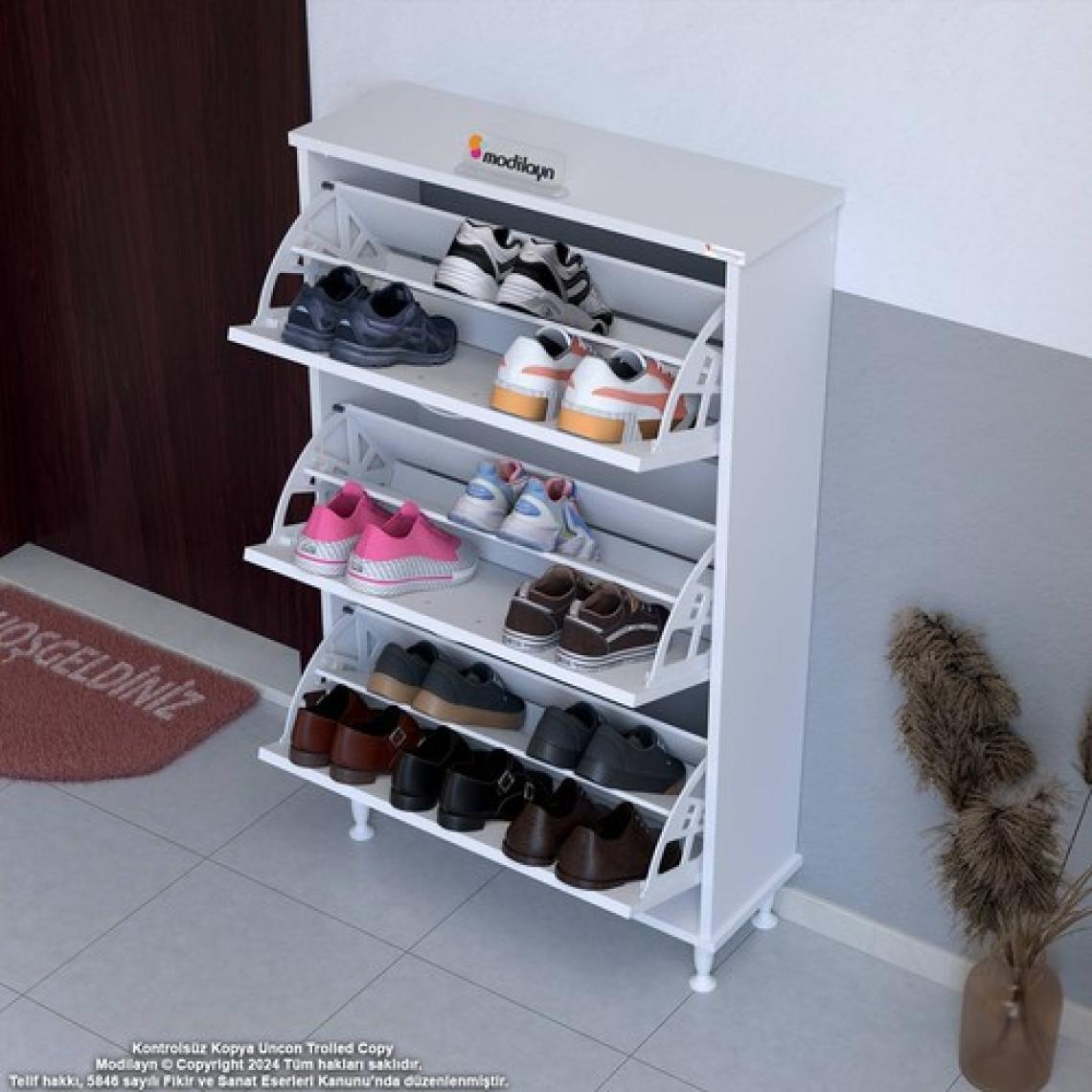 Modilayn Varbi Kapı Önü 52 x 119 x 25,5 Cm’ Lik 3 Düşer Kapak 6 Göz Raf Bölmeli Ayakkabılık