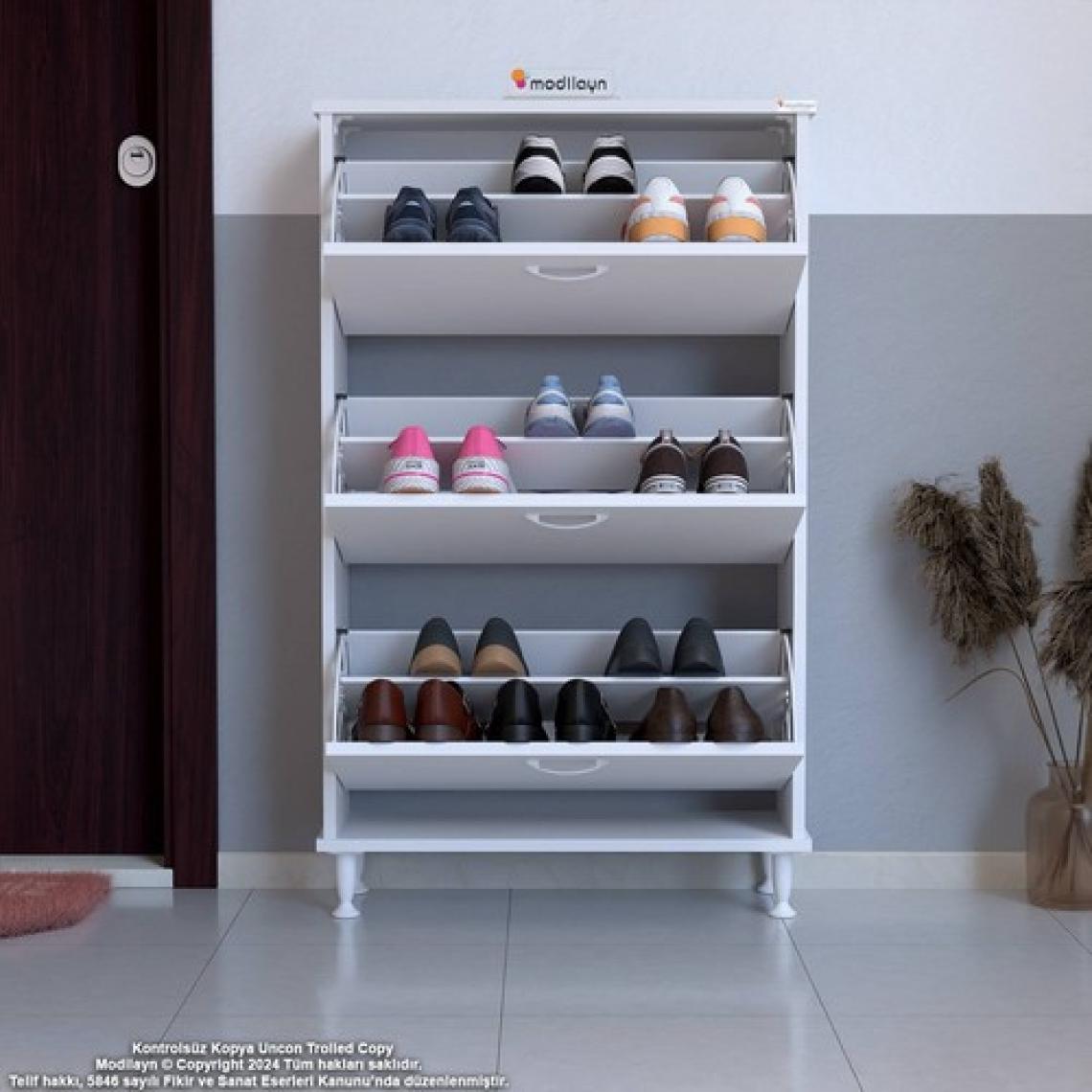 Modilayn Varbi Kapı Önü 52 x 119 x 25,5 Cm’ Lik 3 Düşer Kapak 6 Göz Raf Bölmeli Ayakkabılık