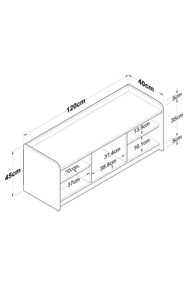 Rani P2 Modern Ayakkabılık Ayakkabı Dolabı Renk: Beyaz - S. Ceviz M1