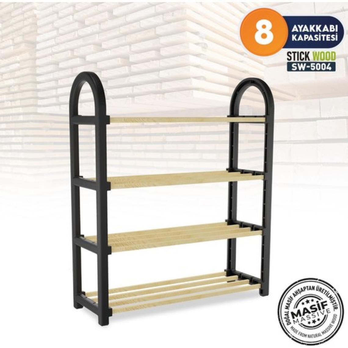 Stickwood 4 Katlı Masif Ahşap AYAKKABILIK SW 5004