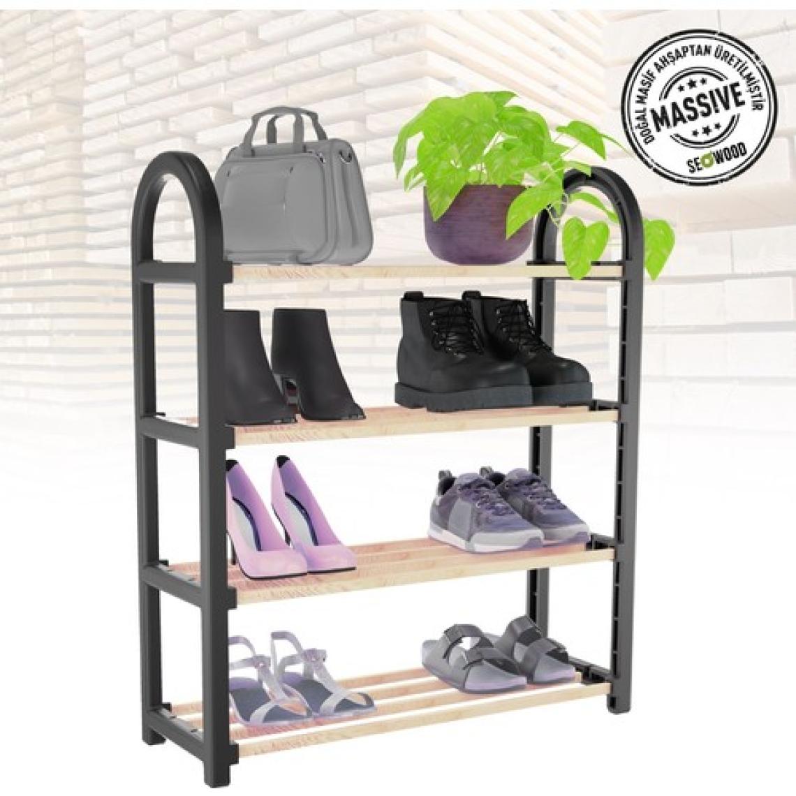 Stickwood 4 Katlı Masif Ahşap AYAKKABILIK SW 5004