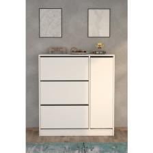 Moonlife Milano 3 Kapaklı Kayar Raflı Dolaplı Ayakkabılık (Beyaz)