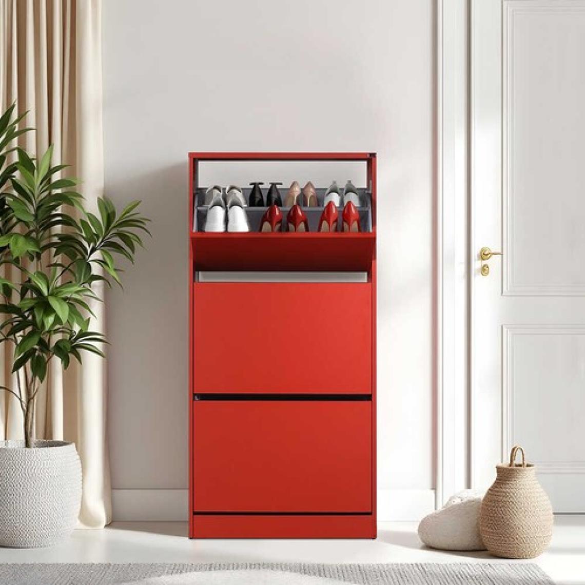 Adore Flat Duo 3 Katlı Ayakkabılık Dolabı - Kırmızı