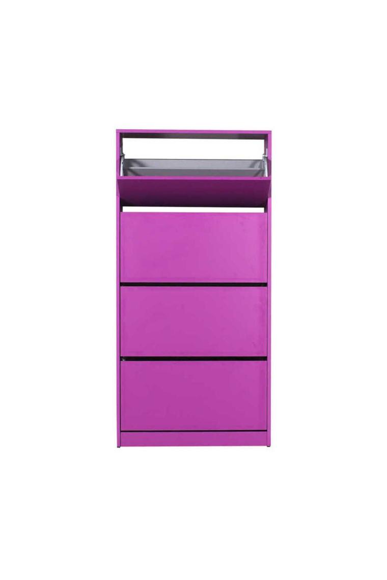 Adore Flat Duo 4 Katlı Geniş Ayakkabılık Dolabı - Mor