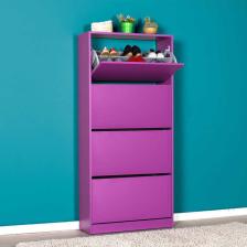 Adore Flat Duo 4 Katlı Geniş Ayakkabılık Dolabı - Mor