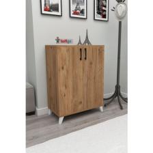 Bofigo 4 Raflı 2 Kapaklı Ayakkabılık Çok Amaçlı Dolap Ayakkabı Dolabı Ceren Çam