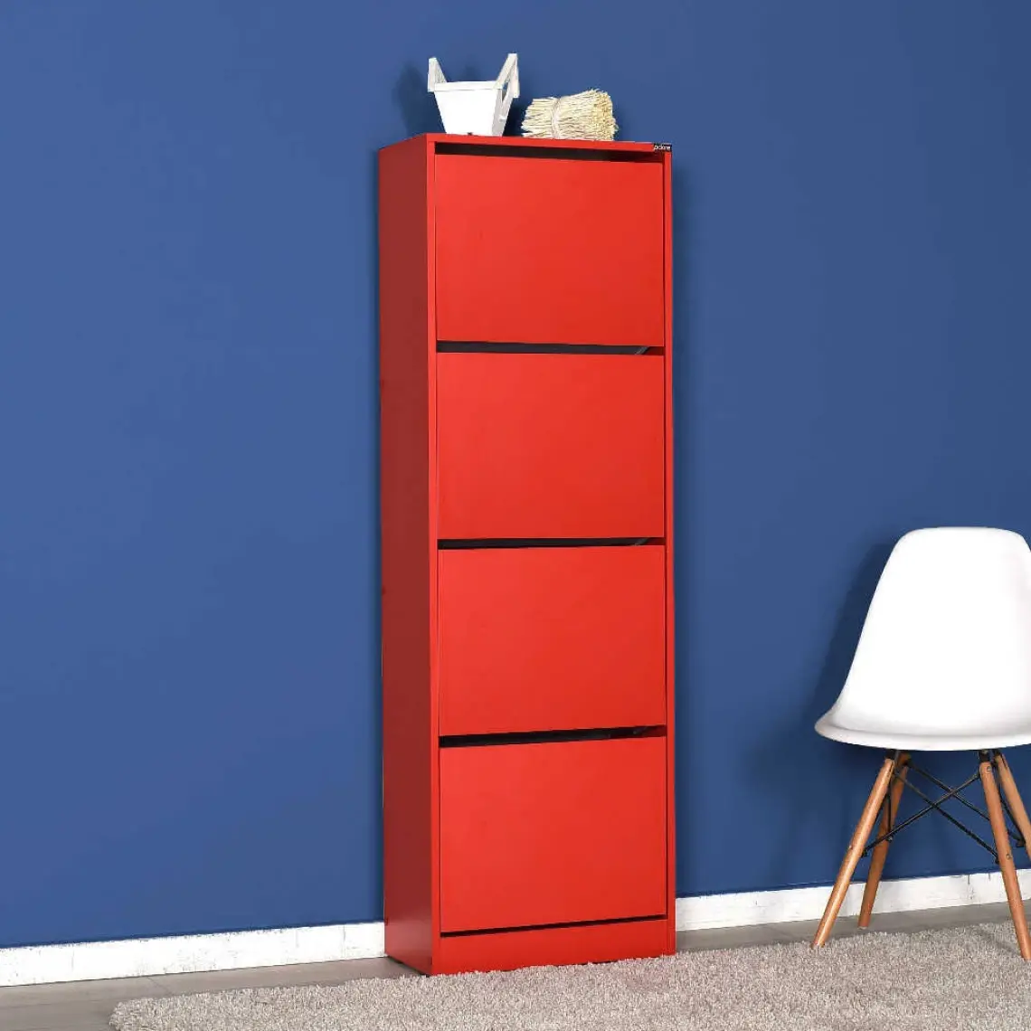 Adore Flat Duo 4 Katlı Ayakkabılık Dolabı - Kırmızı