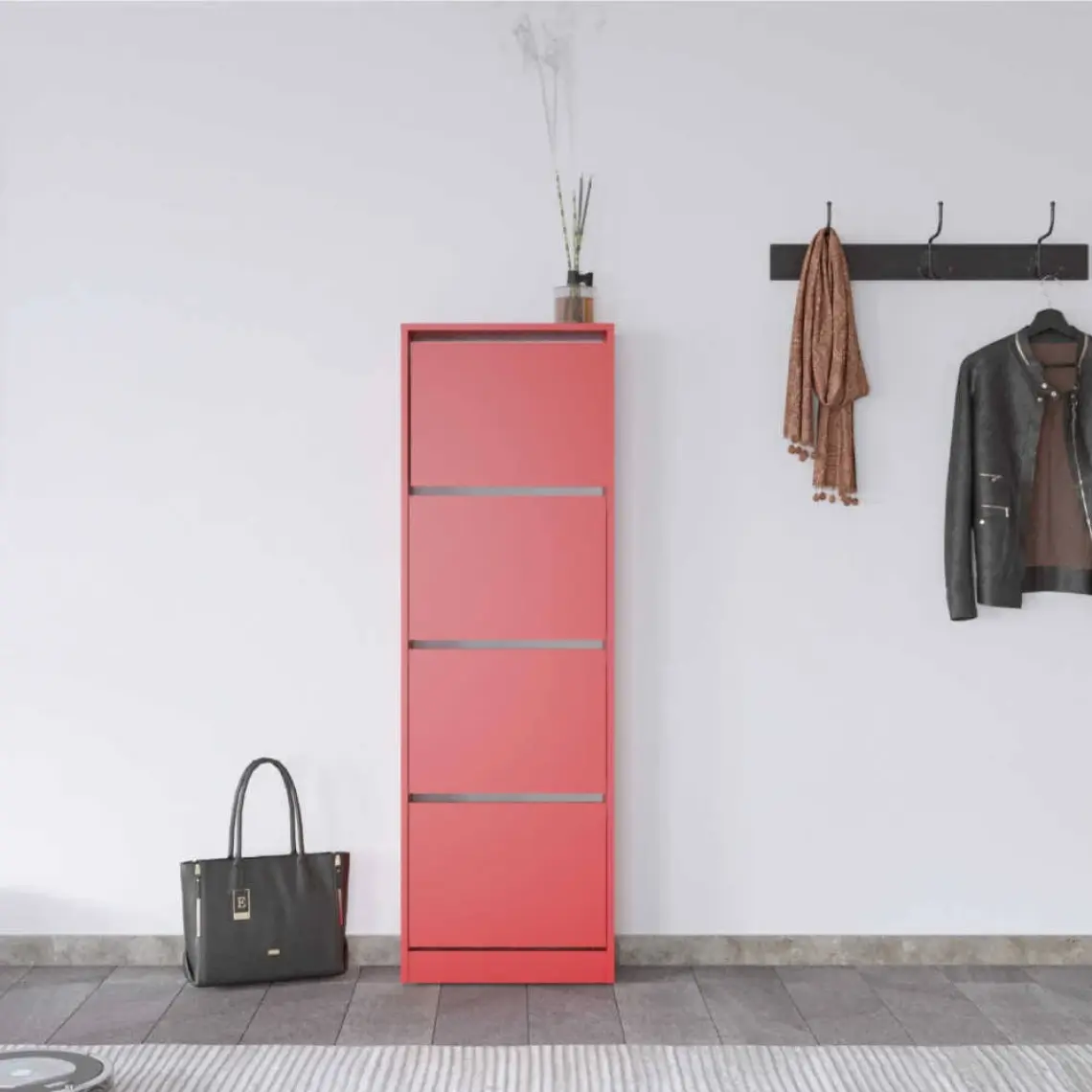 Adore Flat Duo 4 Katlı Ayakkabılık Dolabı - Kırmızı