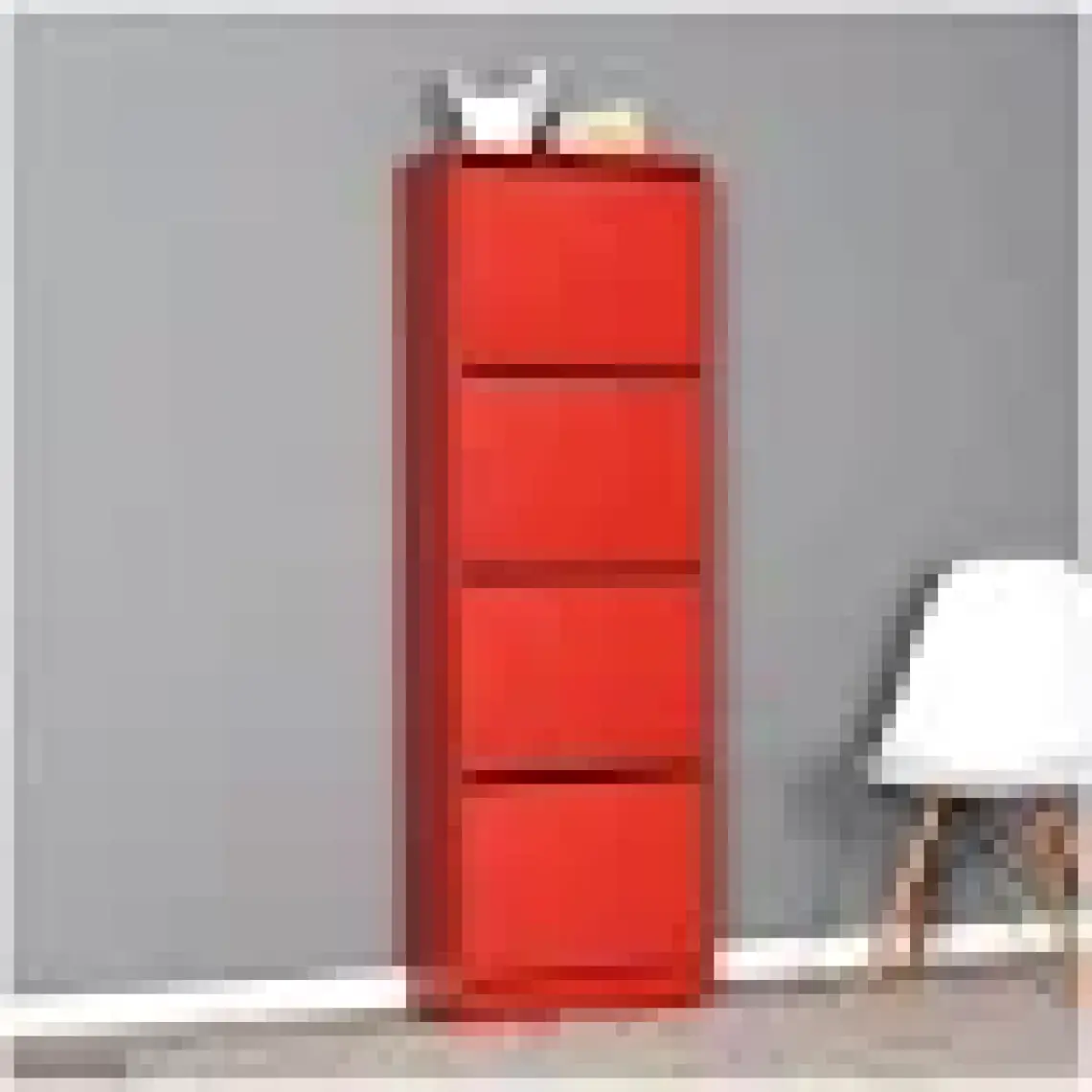 Adore Flat Duo 4 Katlı Ayakkabılık Dolabı - Kırmızı