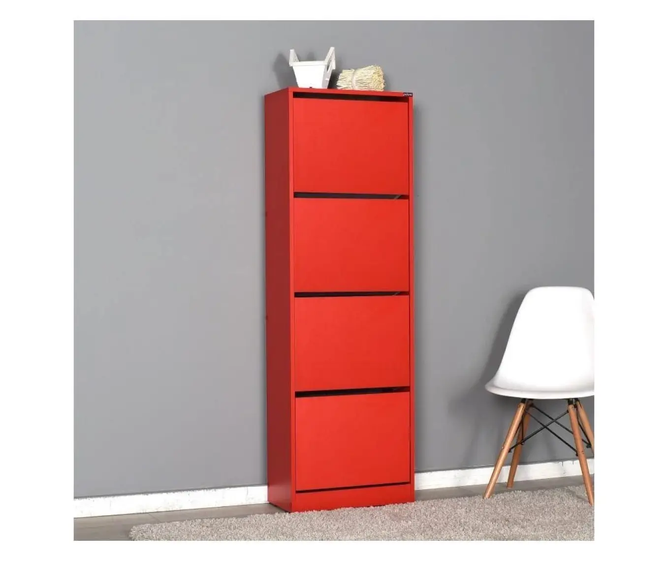 Adore Flat Duo 4 Katlı Ayakkabılık Dolabı - Kırmızı