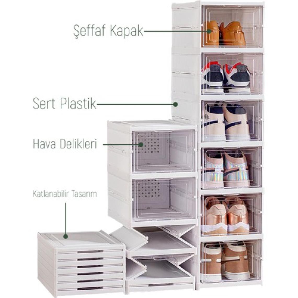 Trend Maison Katlanabilir Portatif 6 Katlı Plastik Ayakkabılık Düzenleyici