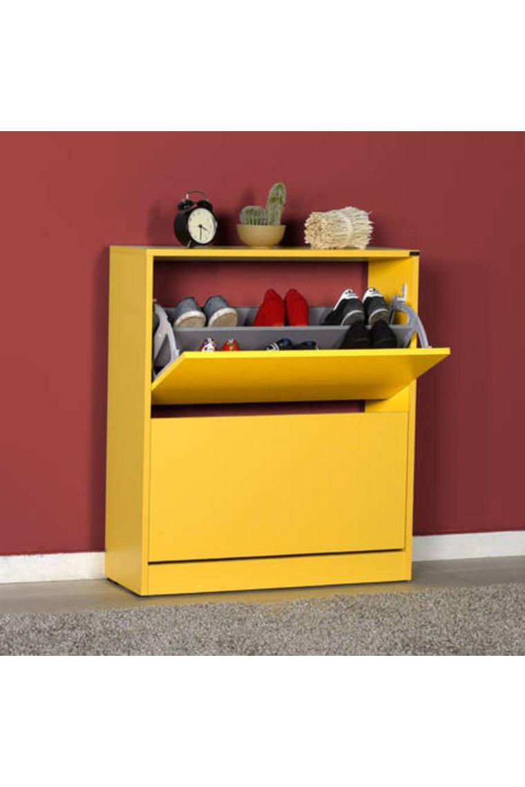 Adore Flat Duo 2 Katlı Geniş Ayakkabılık Dolabı - Sarı