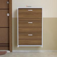 Modilayn MİHRA 72 X 112 X 25,5 cm Düşer Kapaklı 3 Katlı Ayakkabılık -Ceviz