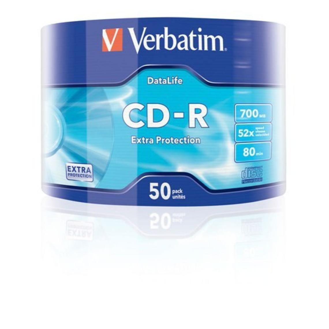 Verbatim CD-R 700MB 80 Dakika 52X Hızında 50'li Spindle 43787
