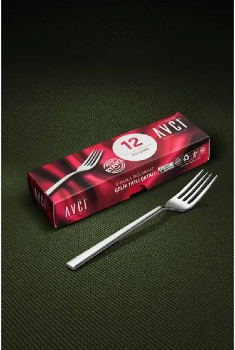 Avcı Klas 12 Adet Tatlı Çatalı 18/10 Paslanmaz Çelik 2,5mm