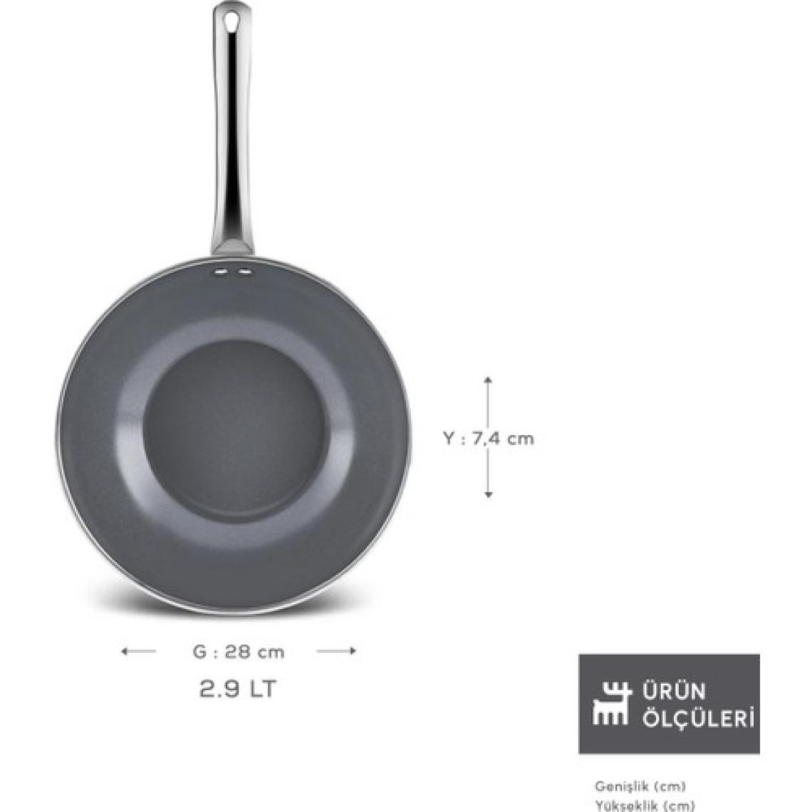 Karaca x Refika Birgül Crystal Metal Kulplu Wok Tava 28 cm Creamy