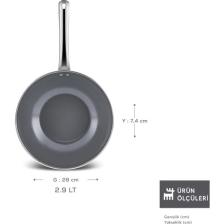 Karaca x Refika Birgül Crystal Metal Kulplu Wok Tava 28 cm Creamy