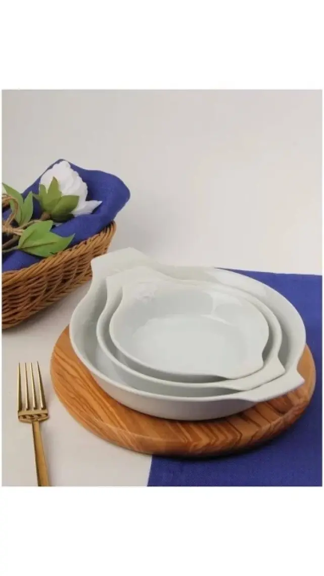 Porland Porselen Beyaz Sahan Set 21cm - 17cm - 14cm