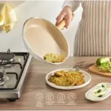 Emsan Swiss Crystal 22 cm Düz Tava - Seramik Kaplama, Yapışmaz Yüzey, Kolay Temizlik, Toksik Madde İçermez