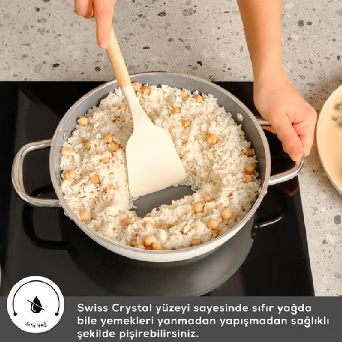 Karaca x Refika Birgül Swiss Crystal Metal Kulplu Tava 30 cm Creamy