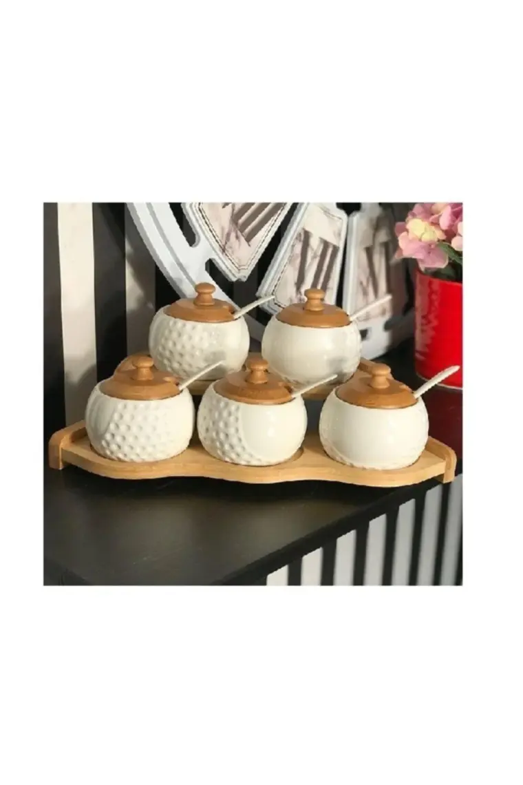 Kosova Kos Pr-By354 Bambulu Porselen Baharatlık 5'Li