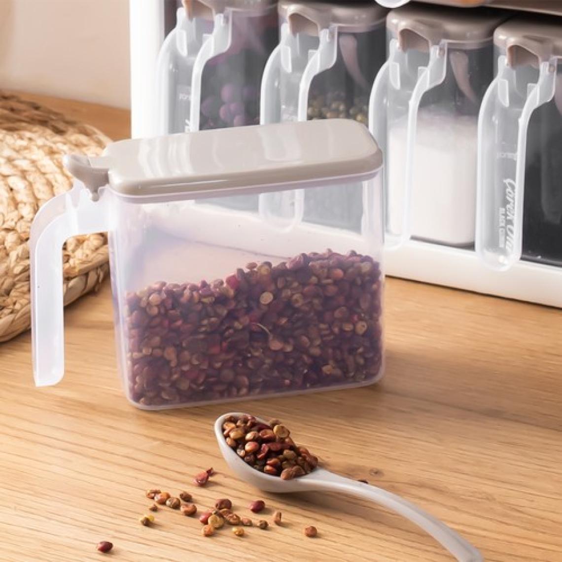 Porsima Simple  12'Li Standlı Kendinden Yapışkanlı Kaşıklı Kapaklı Baharatlık Saklama Kabı Seti - Cappuccino Beyaz