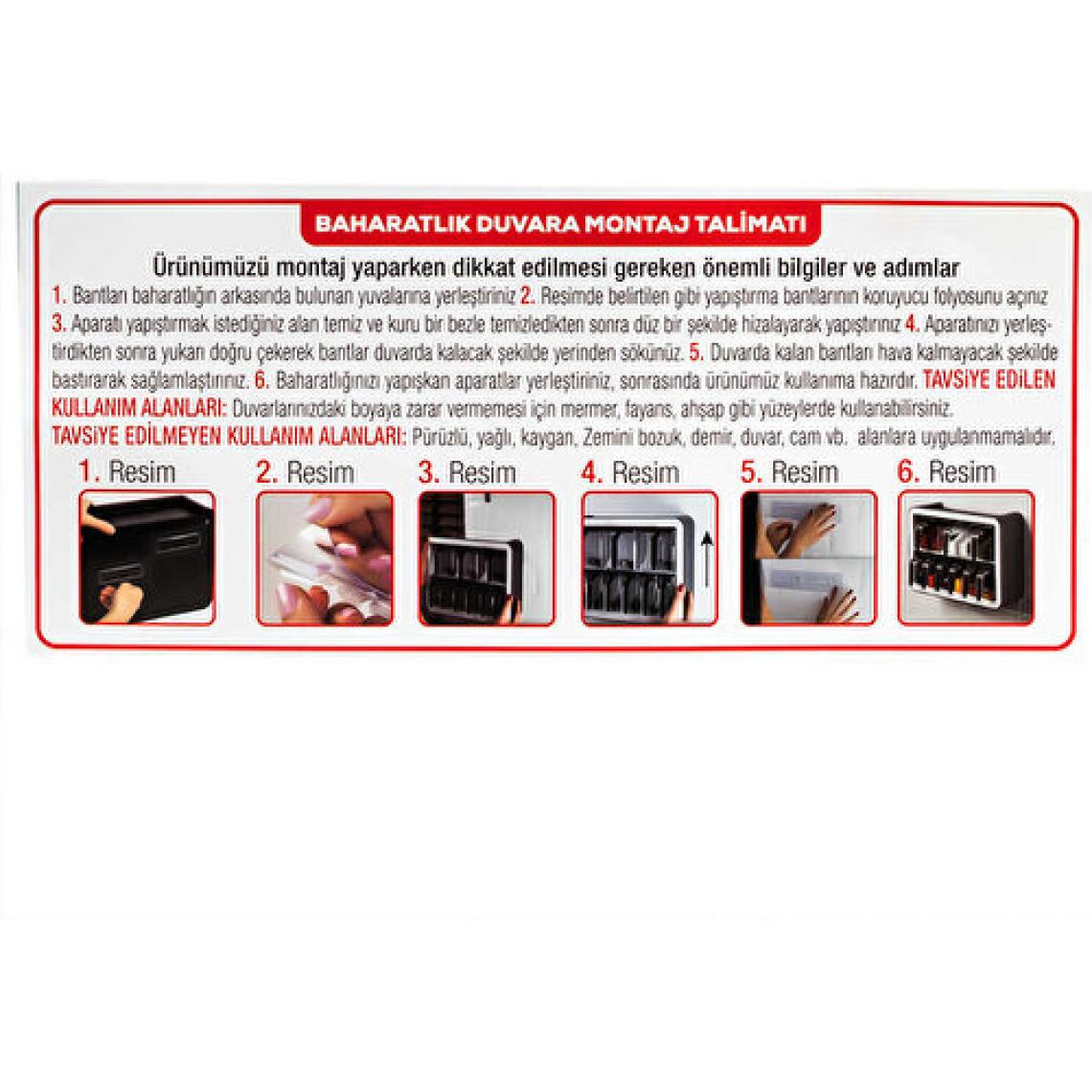 Porsima 1252 12'li Standlı Kendinden Yapışkanlı Kaşıklı Kapaklı Baharatlık Takımı Beyaz