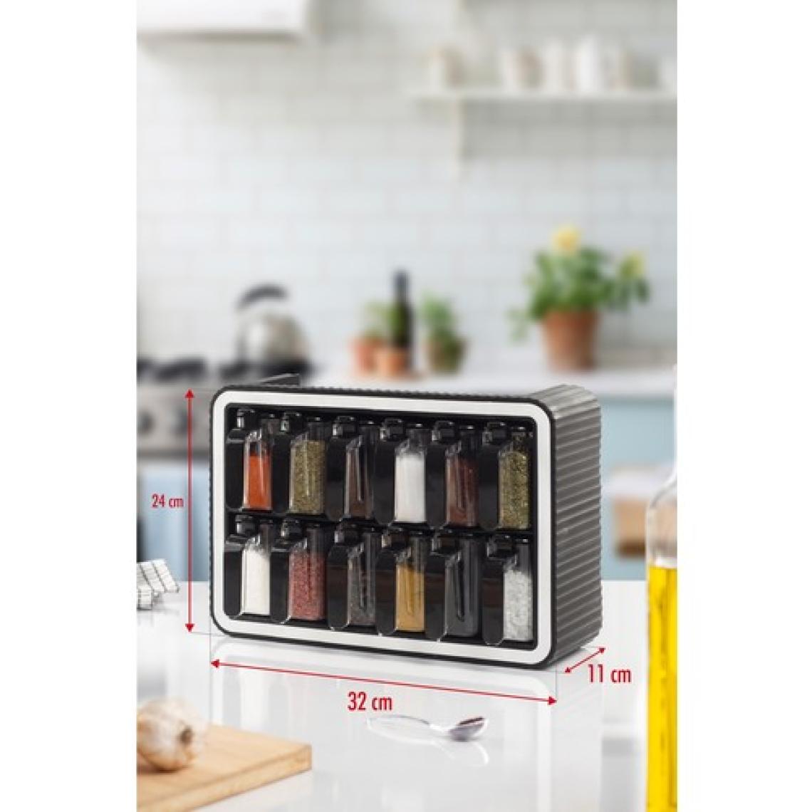 EW's Kitchenware 12'li Kaşıklı & Standlı Kapaklı Baharat Seti