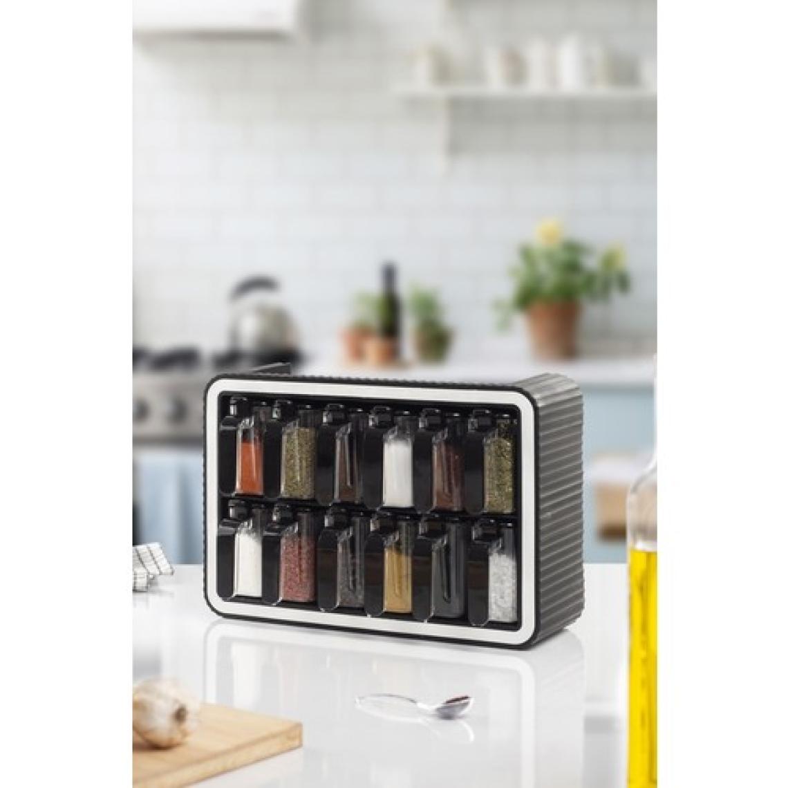 EW's Kitchenware 12'li Kaşıklı & Standlı Kapaklı Baharat Seti