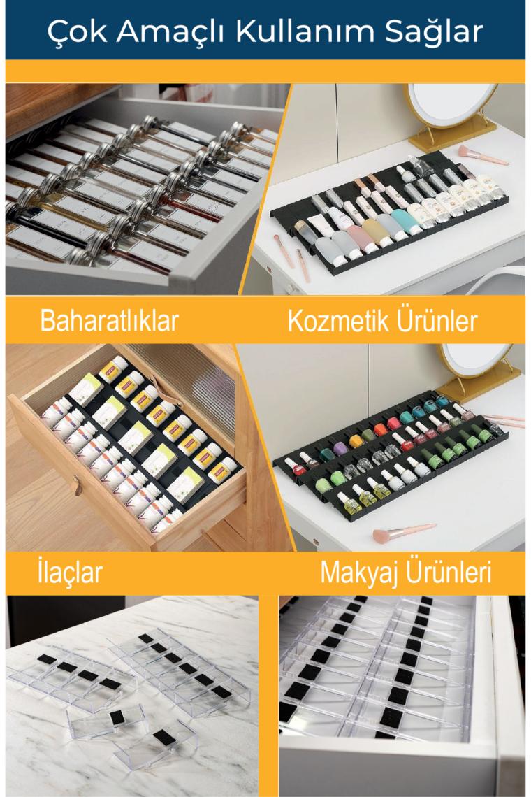 Mienda Home 12 Parça Şeffaf-Lego Baharatlık Standı Çok Amaçlı Düzenleyici Makyaj Organizer
