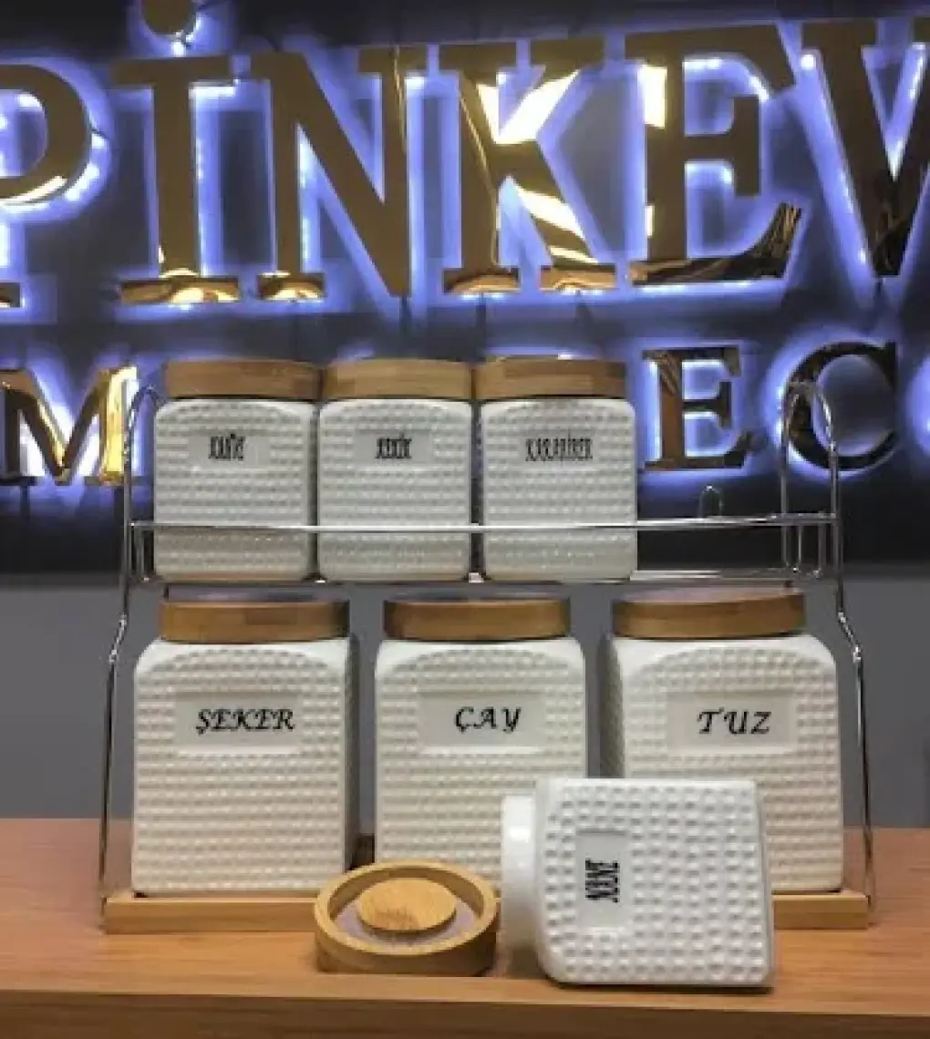 Gönül Porselen Baharat Takımı Bambu Sehbalı 7li G2036