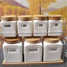 Gönül Porselen Baharat Takımı Bambu Sehbalı 7li G2036