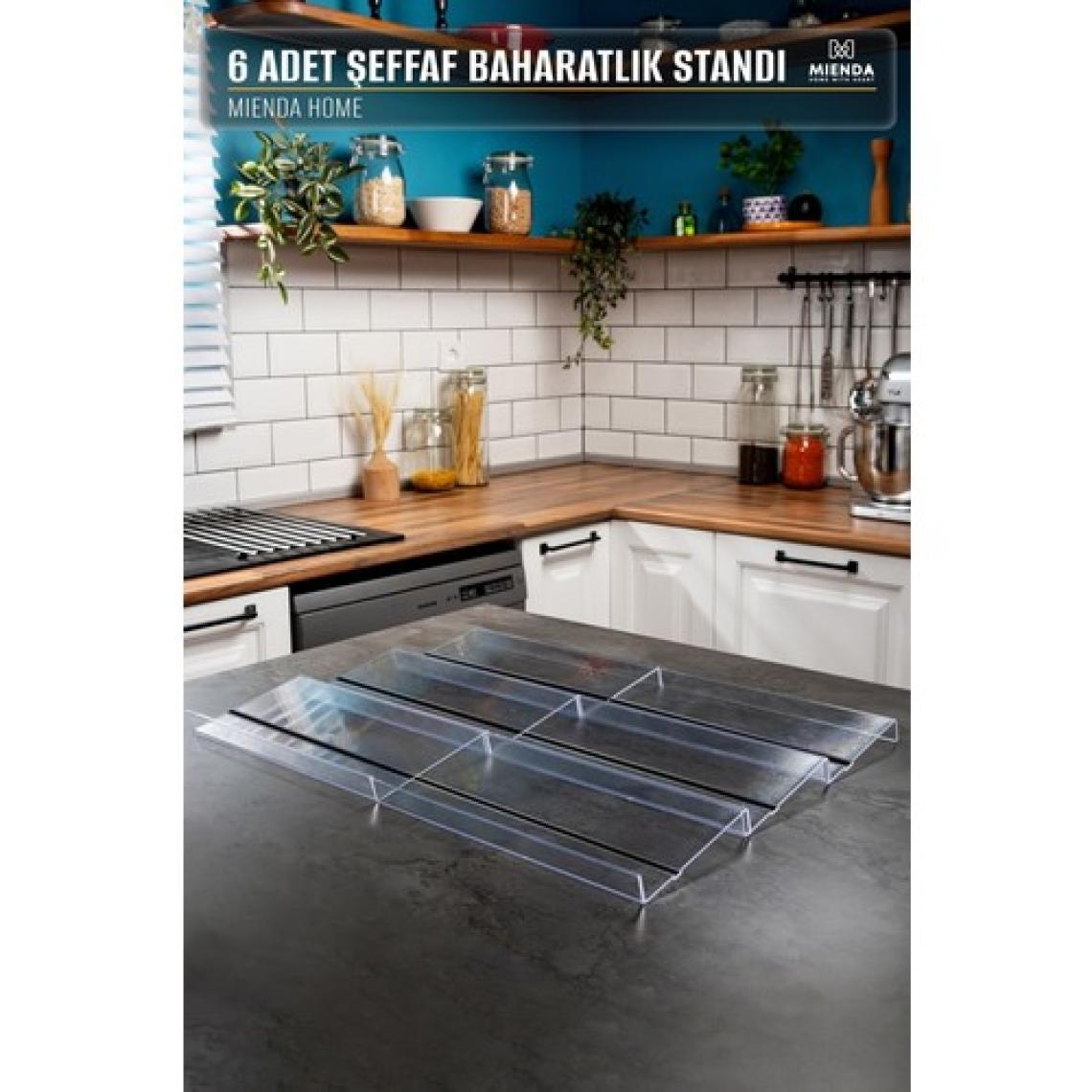 Mienda Home 6 Parça Pleksi-Şeffaf Baharatlık Standı Çekmece Içi Düzenleyici Organizer-Mhydkplx6