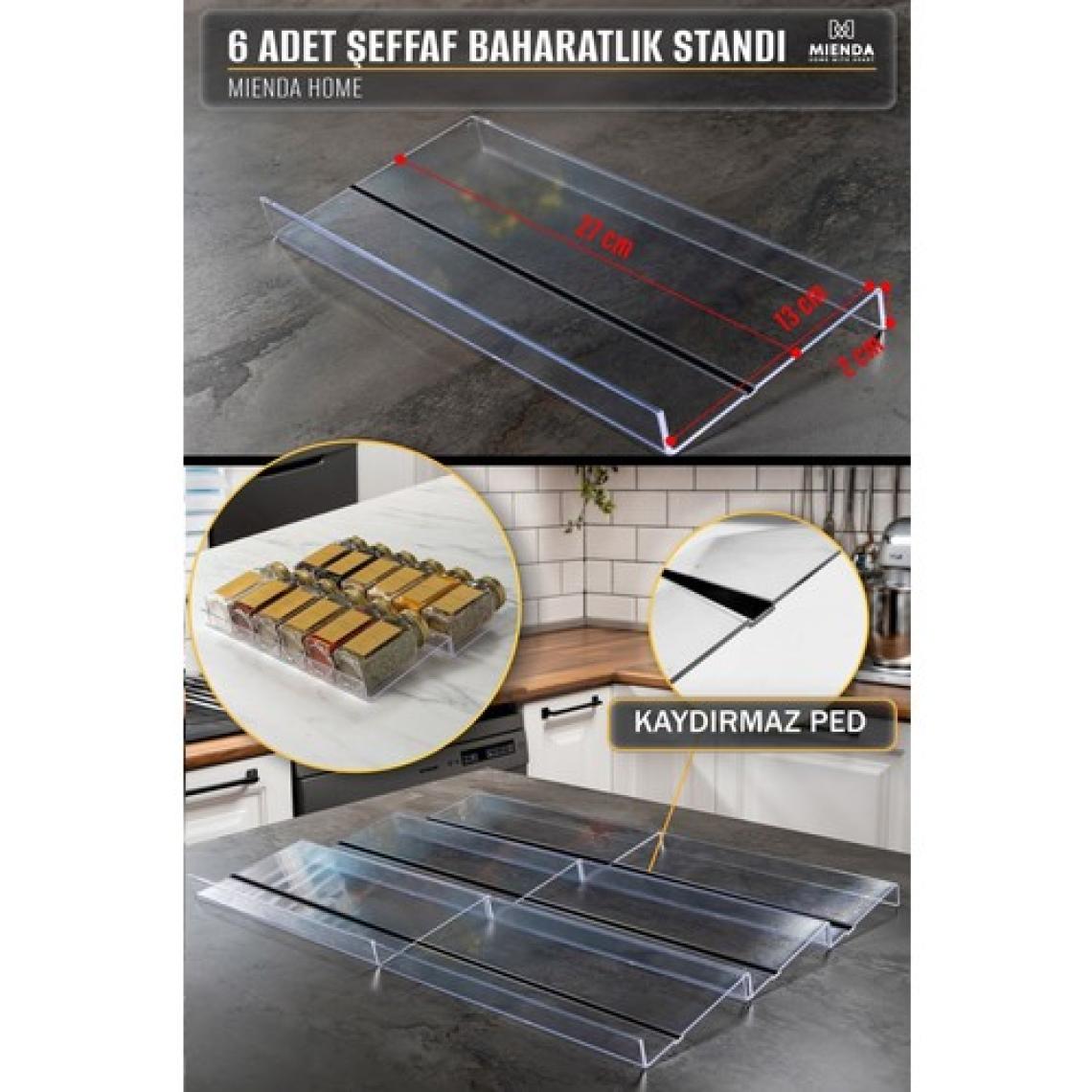 Mienda Home 6 Parça Pleksi-Şeffaf Baharatlık Standı Çekmece Içi Düzenleyici Organizer-Mhydkplx6