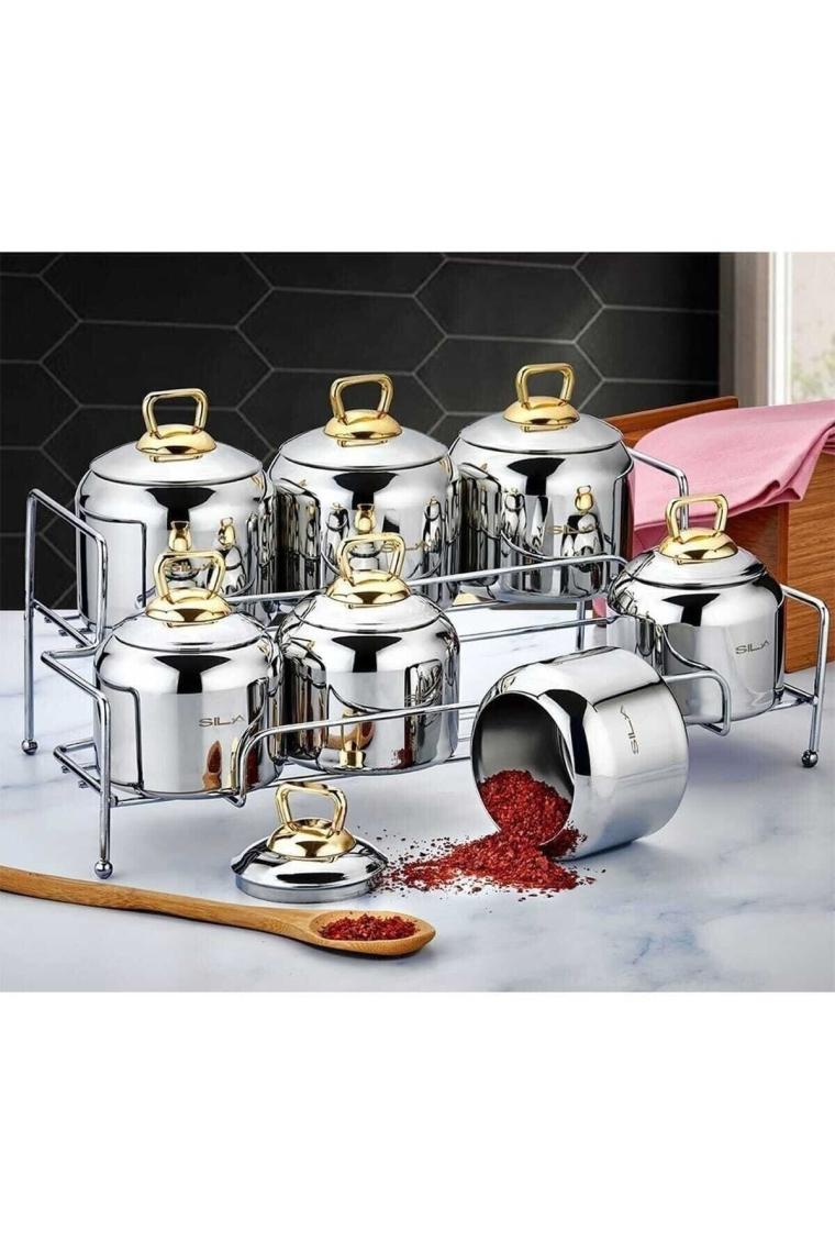 Sıla Berfin 15 Parça Çelik Gold Baharat Takımı