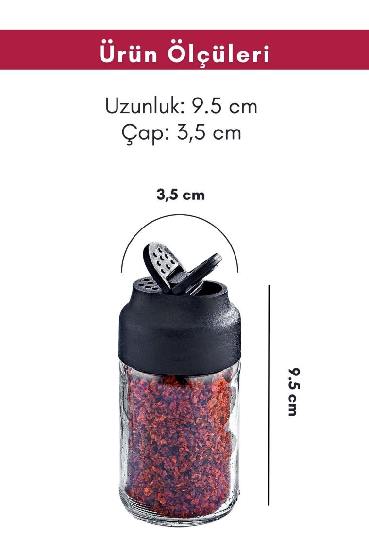 Grimor Life Metal Standlı 4'lü Çift Kapaklı Cam Baharatlık Seti - Lenora Tuzluk Biberlik Baharatlık Takımı