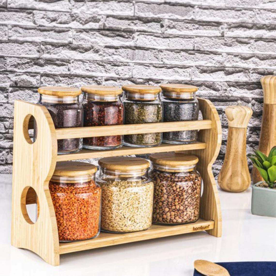 Bambum Bench Standlı 8 Parça Cam Baharat Takımı