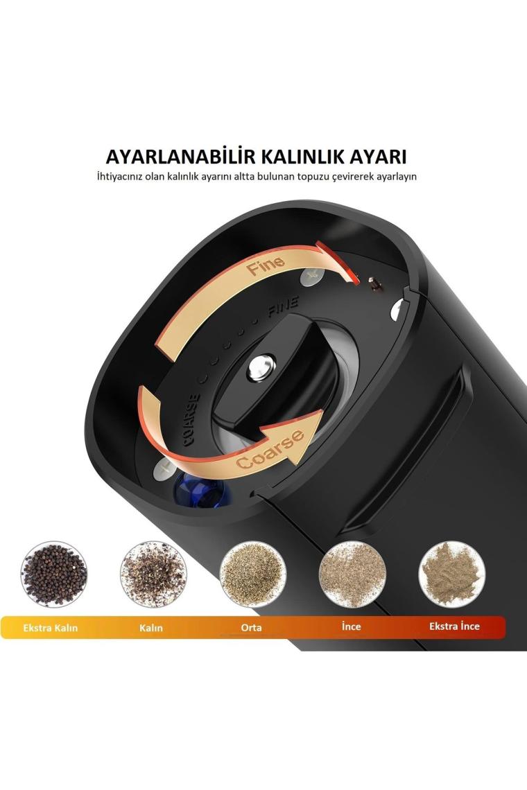 Bright Elegance BE-2220 2'li Standlı Pilli LED Işıklı Otomatik Tuz ve Karabiber Öğütücü Değirmeni